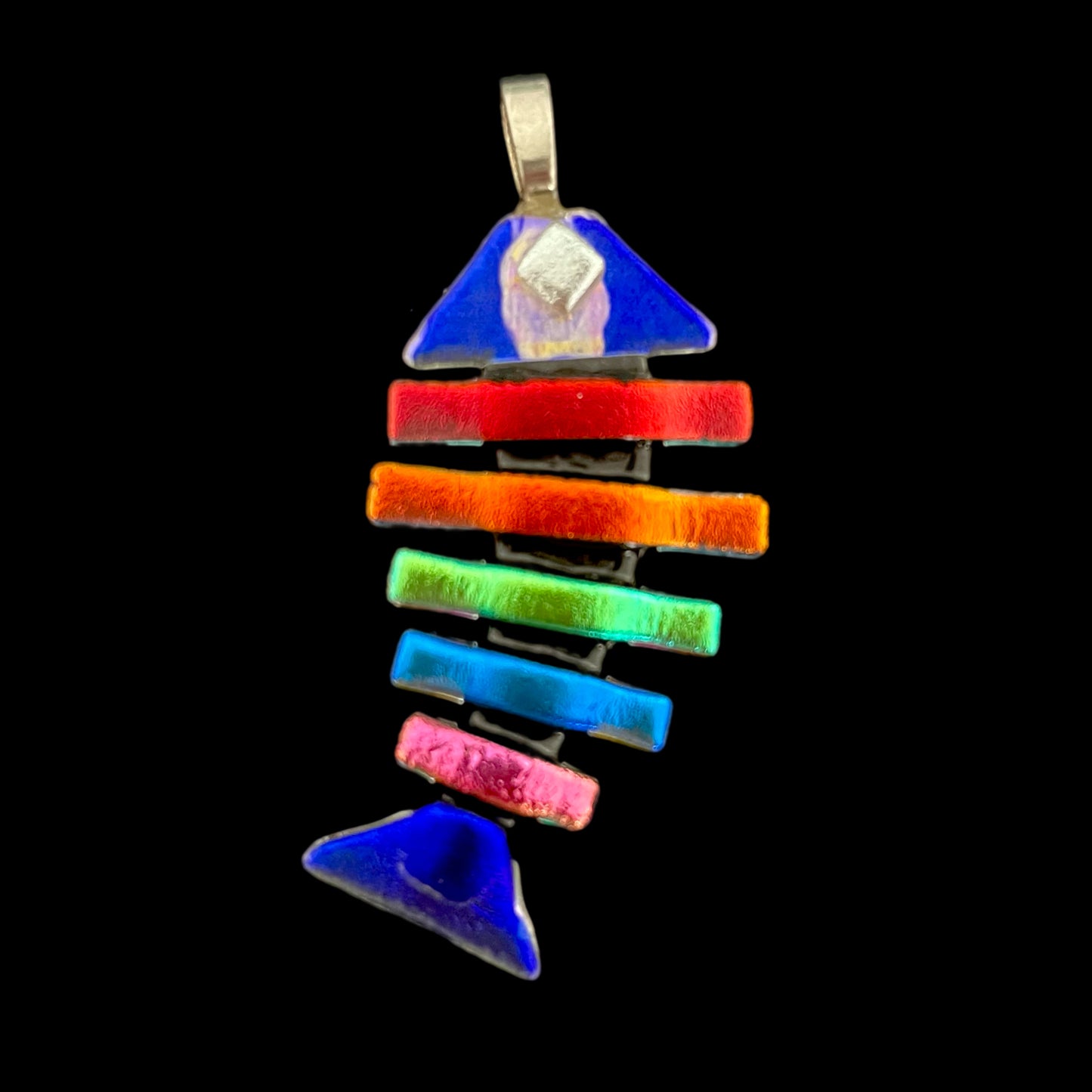 XL Dichroic Fused Glass Bonefish Pendant