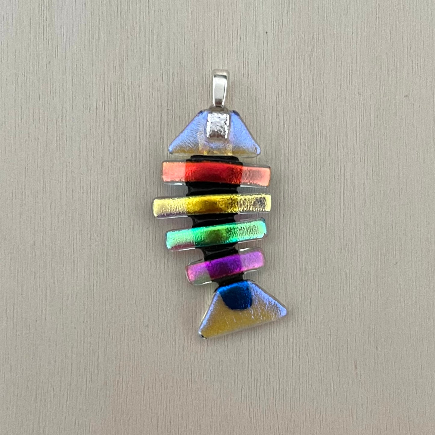 Medium Dichroic Fused Glass Bonefish Pendant