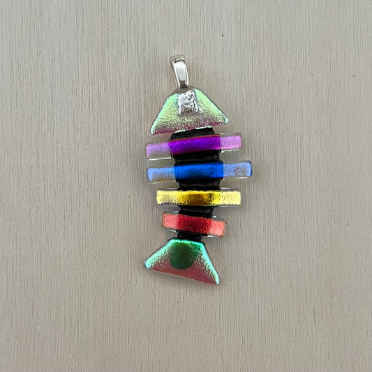Medium Dichroic Fused Glass Bonefish Pendant