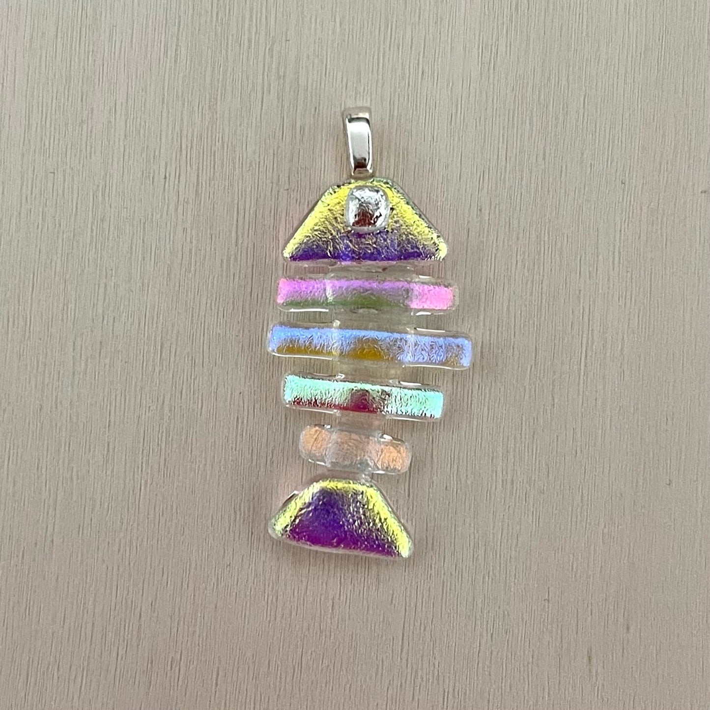 Medium Dichroic Fused Glass Bonefish Pendant