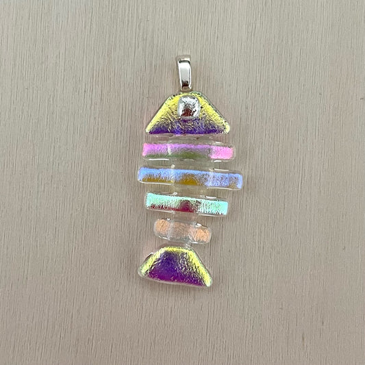 Medium Dichroic Fused Glass Bonefish Pendant