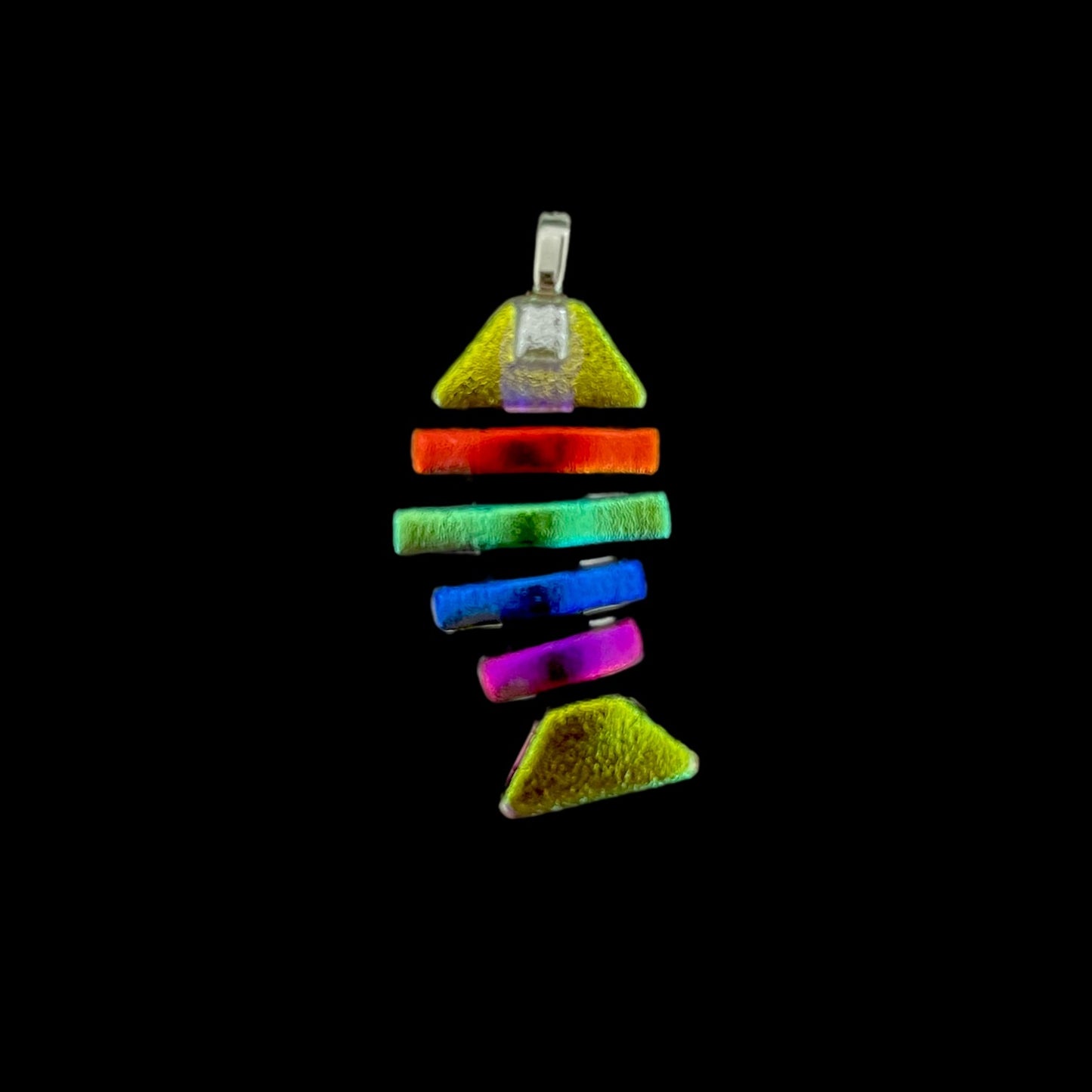 Medium Dichroic Fused Glass Bonefish Pendant