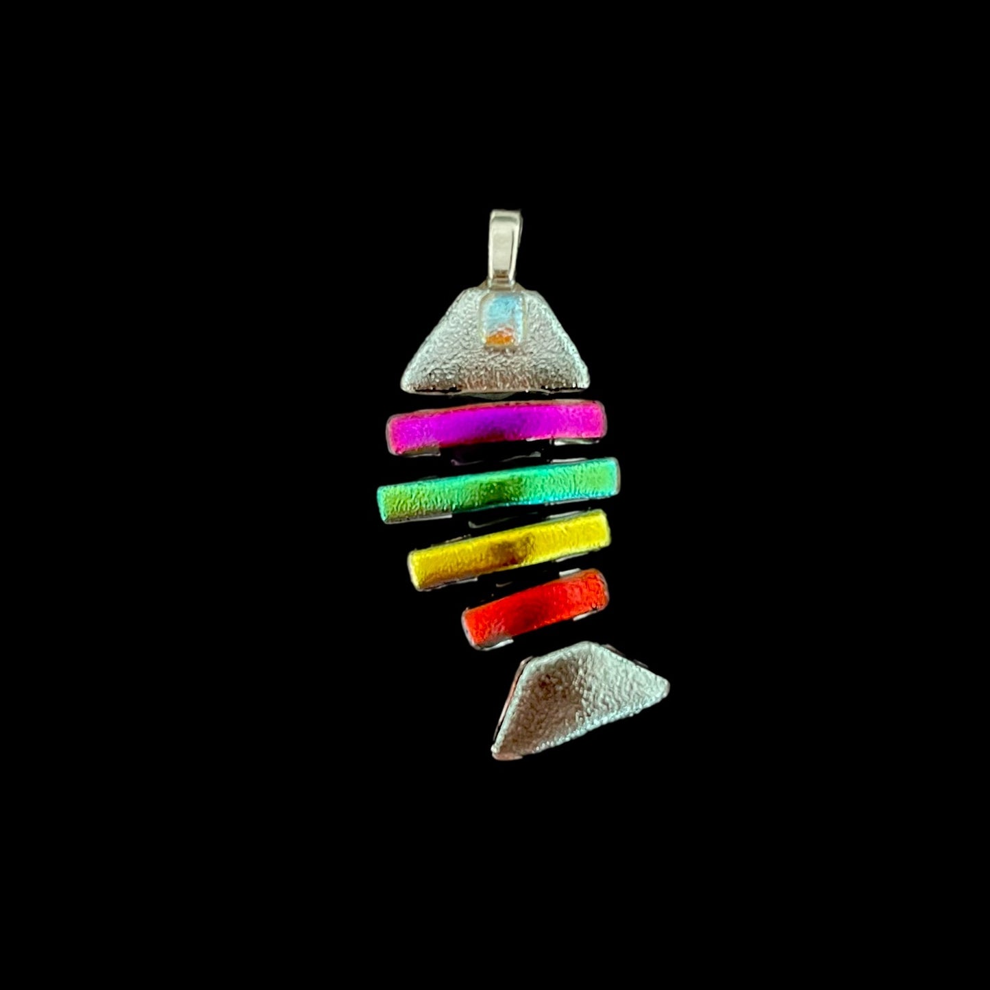 Medium Dichroic Fused Glass Bonefish Pendant