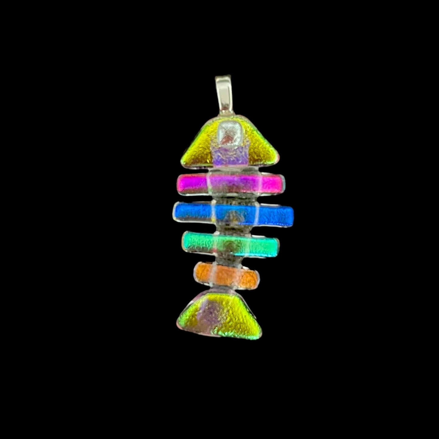 Medium Dichroic Fused Glass Bonefish Pendant