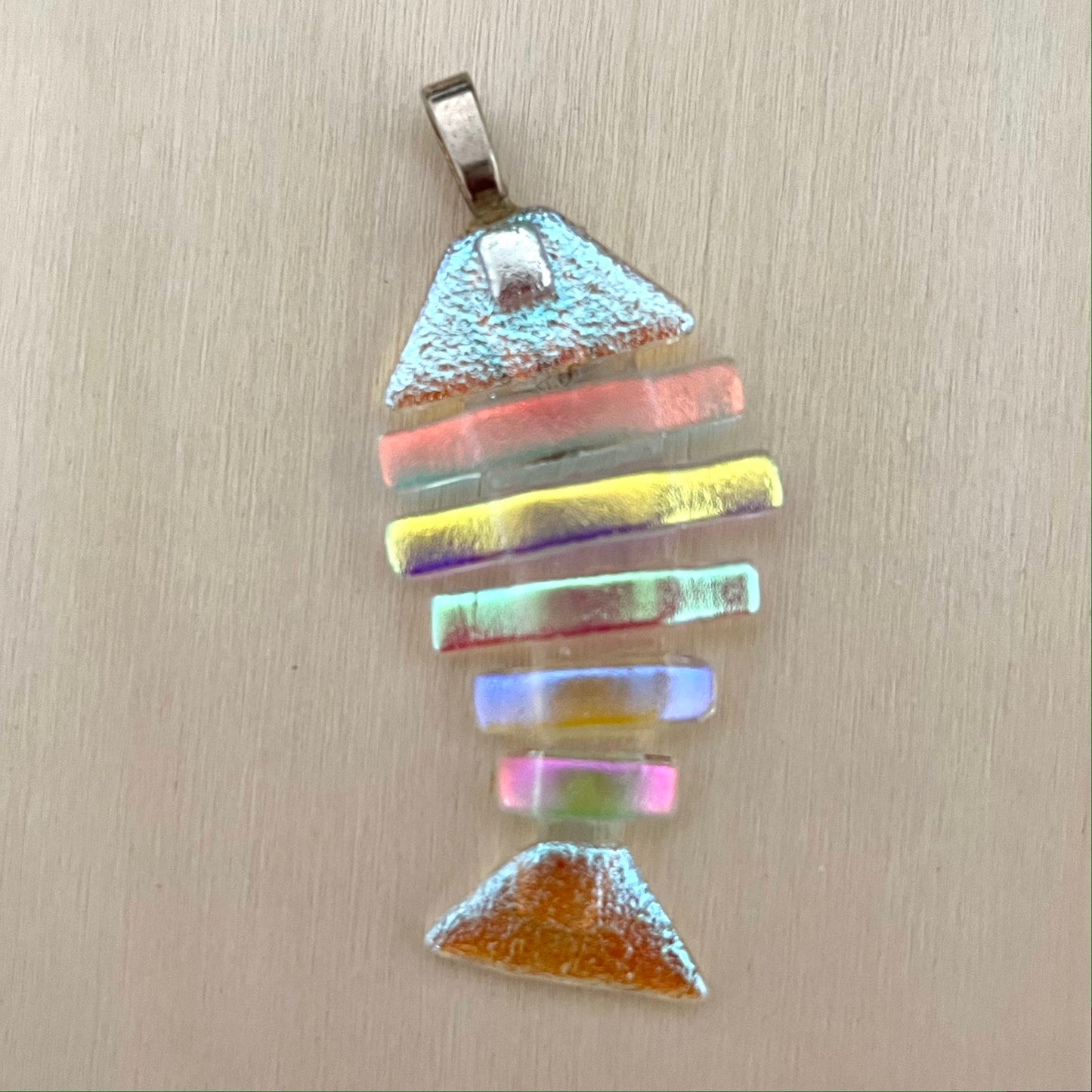 XL Dichroic Fused Glass Bonefish Pendant