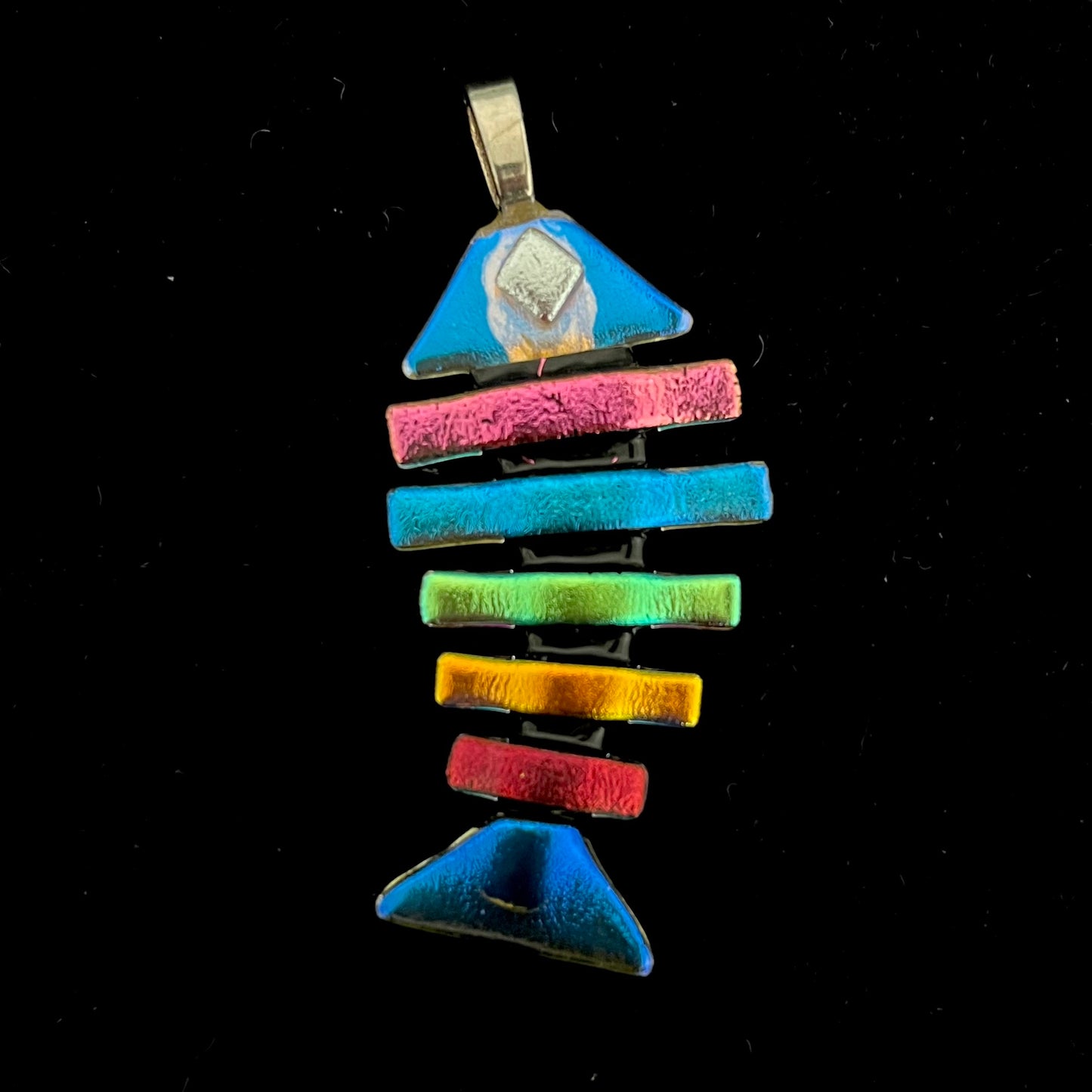 XL Dichroic Fused Glass Bonefish Pendant