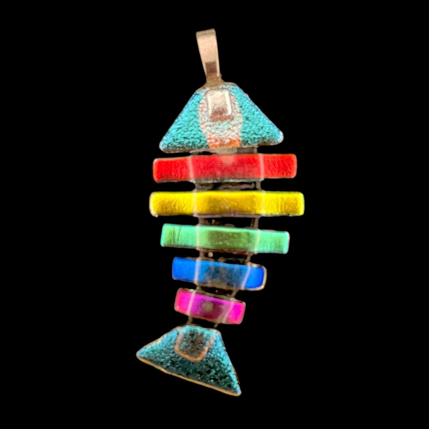 XL Dichroic Fused Glass Bonefish Pendant