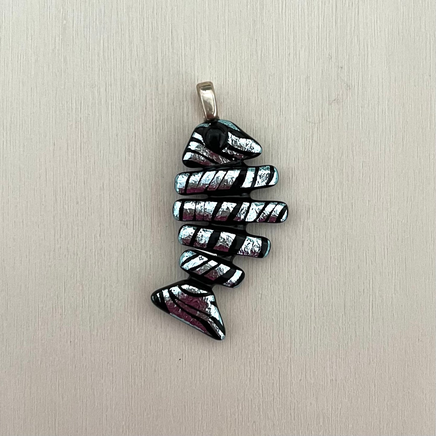 Medium Dichroic Fused Glass Bonefish Pendant