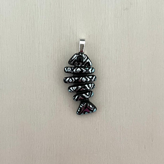 Small Dichroic Fused Glass Bonefish Pendant