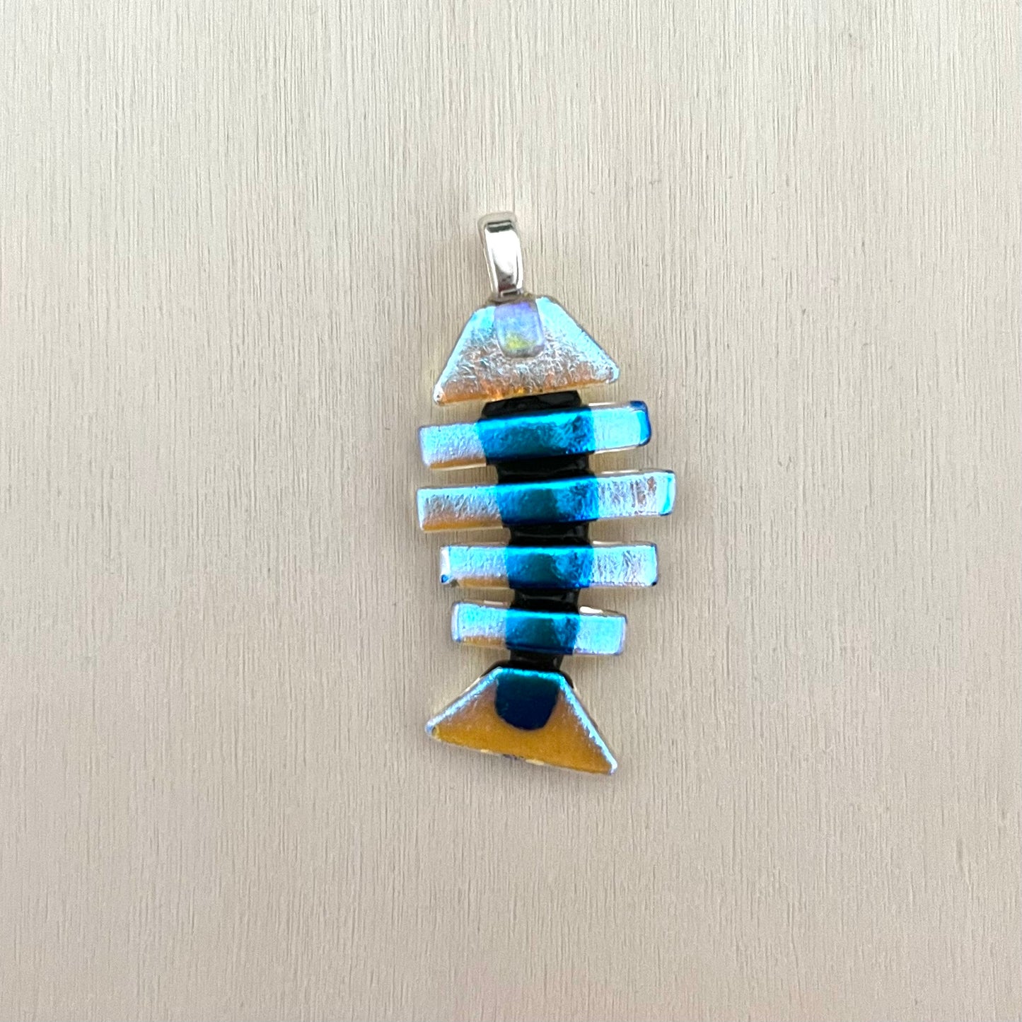 Medium Dichroic Fused Glass Bonefish Pendant
