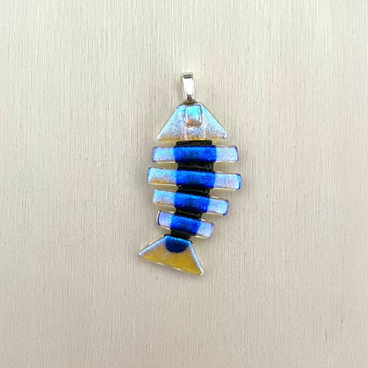 Medium Dichroic Fused Glass Bonefish Pendant