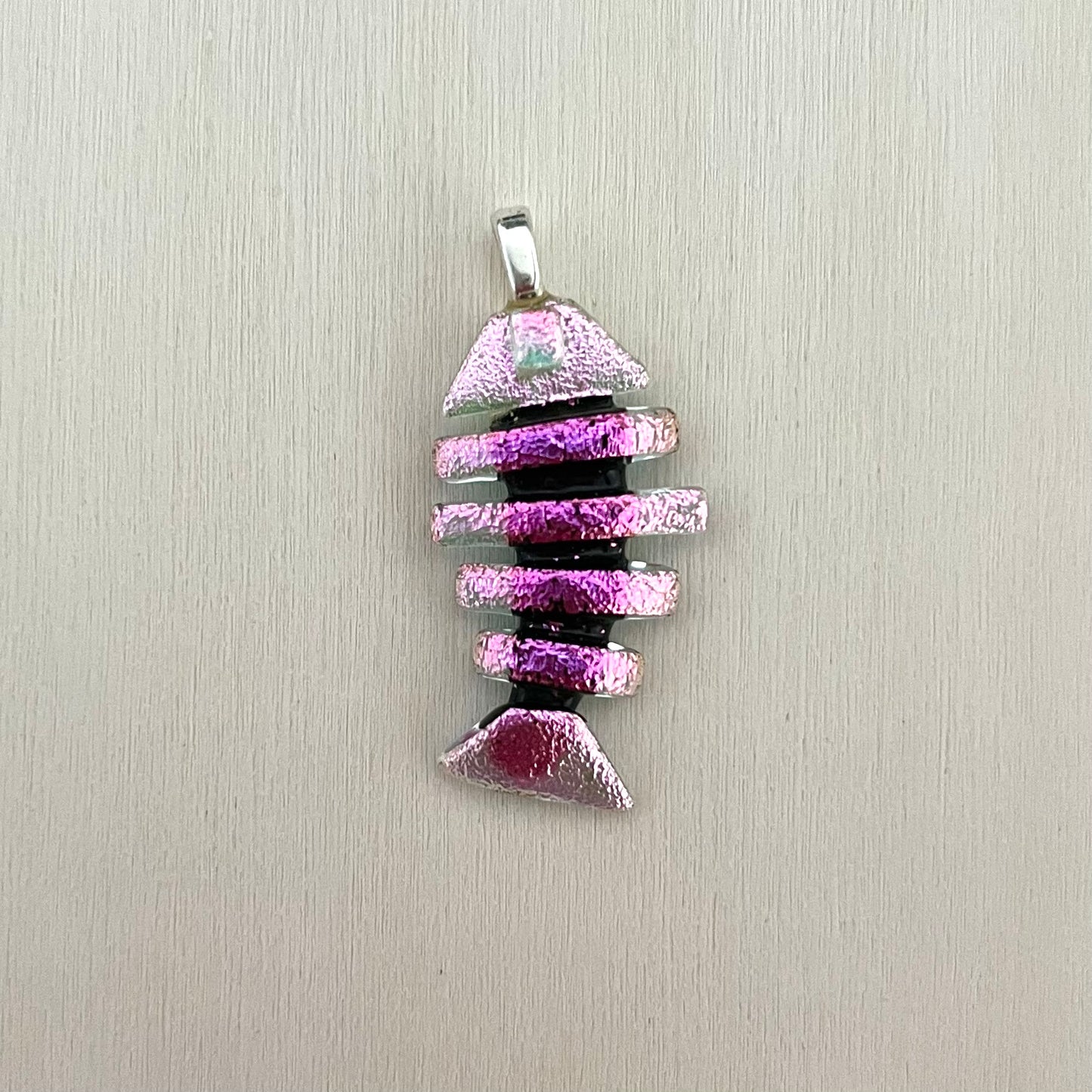 Medium Dichroic Fused Glass Bonefish Pendant