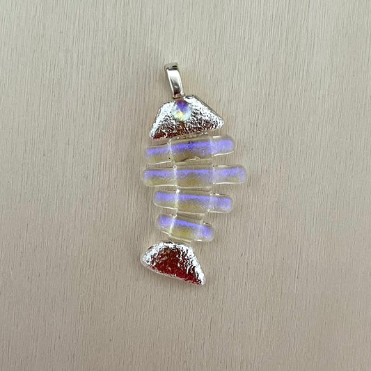 Medium Dichroic Fused Glass Bonefish Pendant