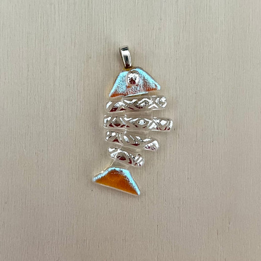 Medium Dichroic Fused Glass Bonefish Pendant