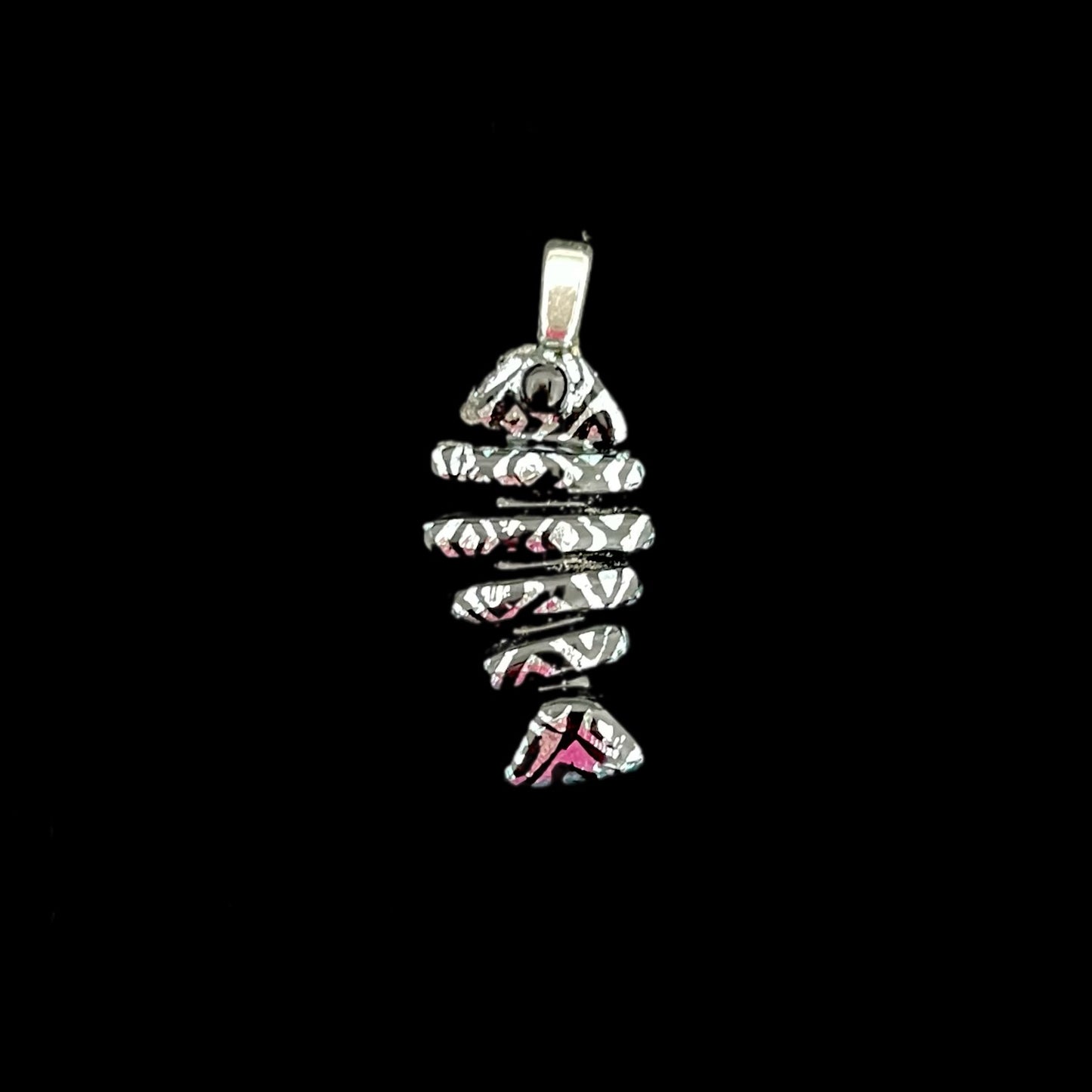 Small Dichroic Fused Glass Bonefish Pendant