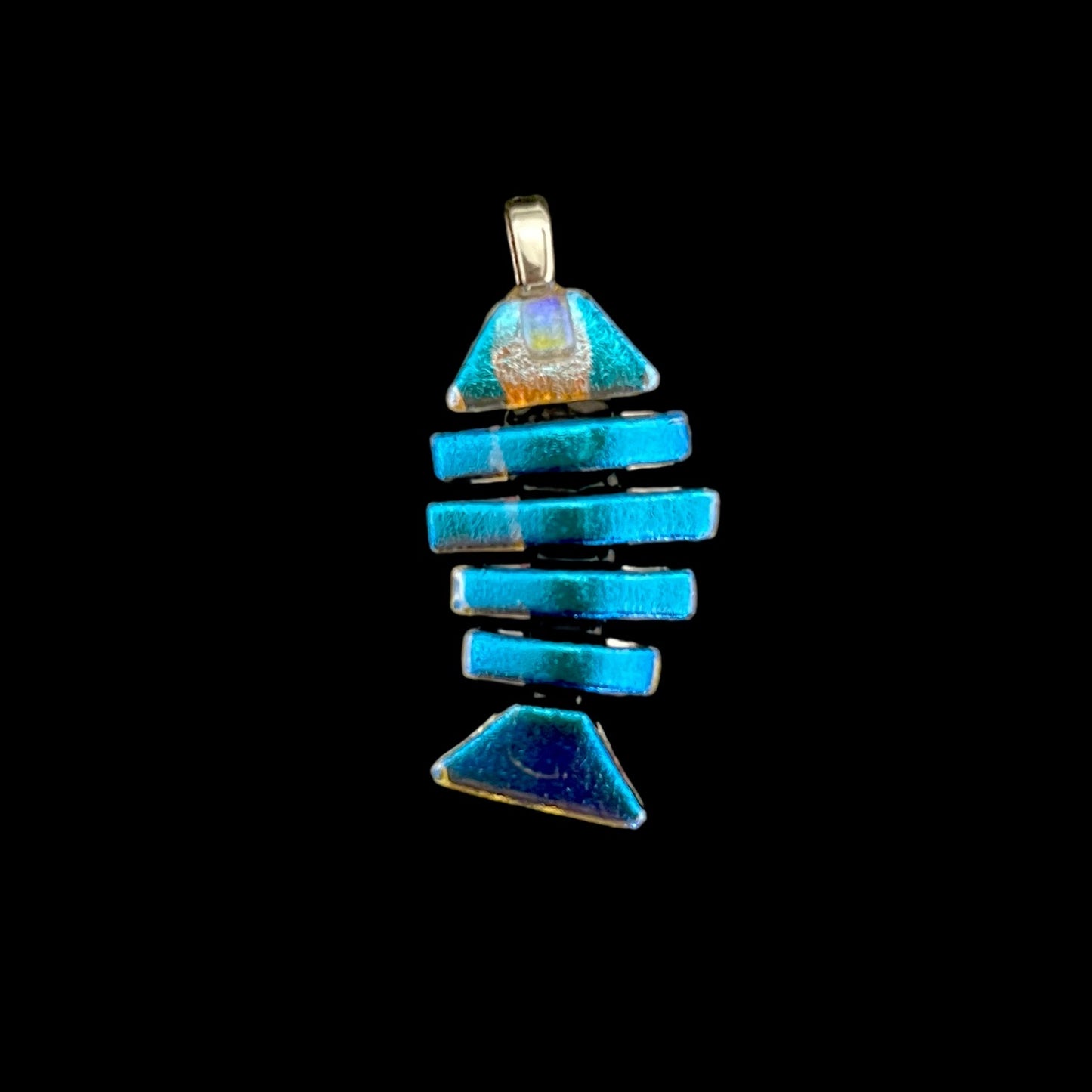 Medium Dichroic Fused Glass Bonefish Pendant