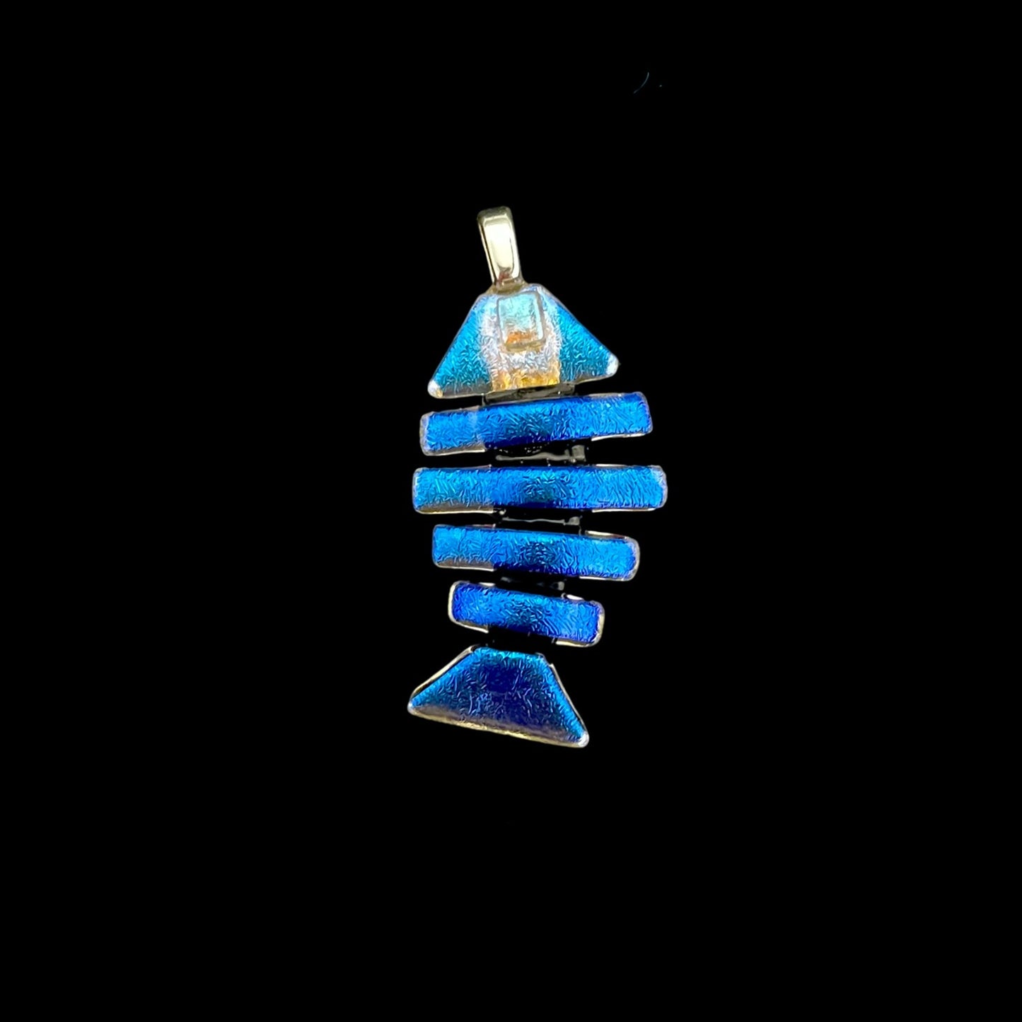Medium Dichroic Fused Glass Bonefish Pendant