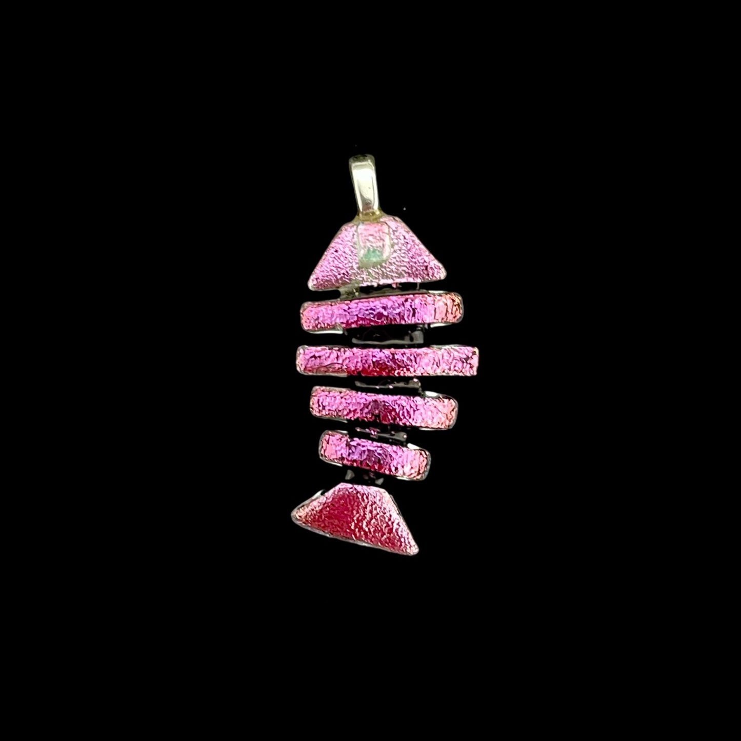 Medium Dichroic Fused Glass Bonefish Pendant
