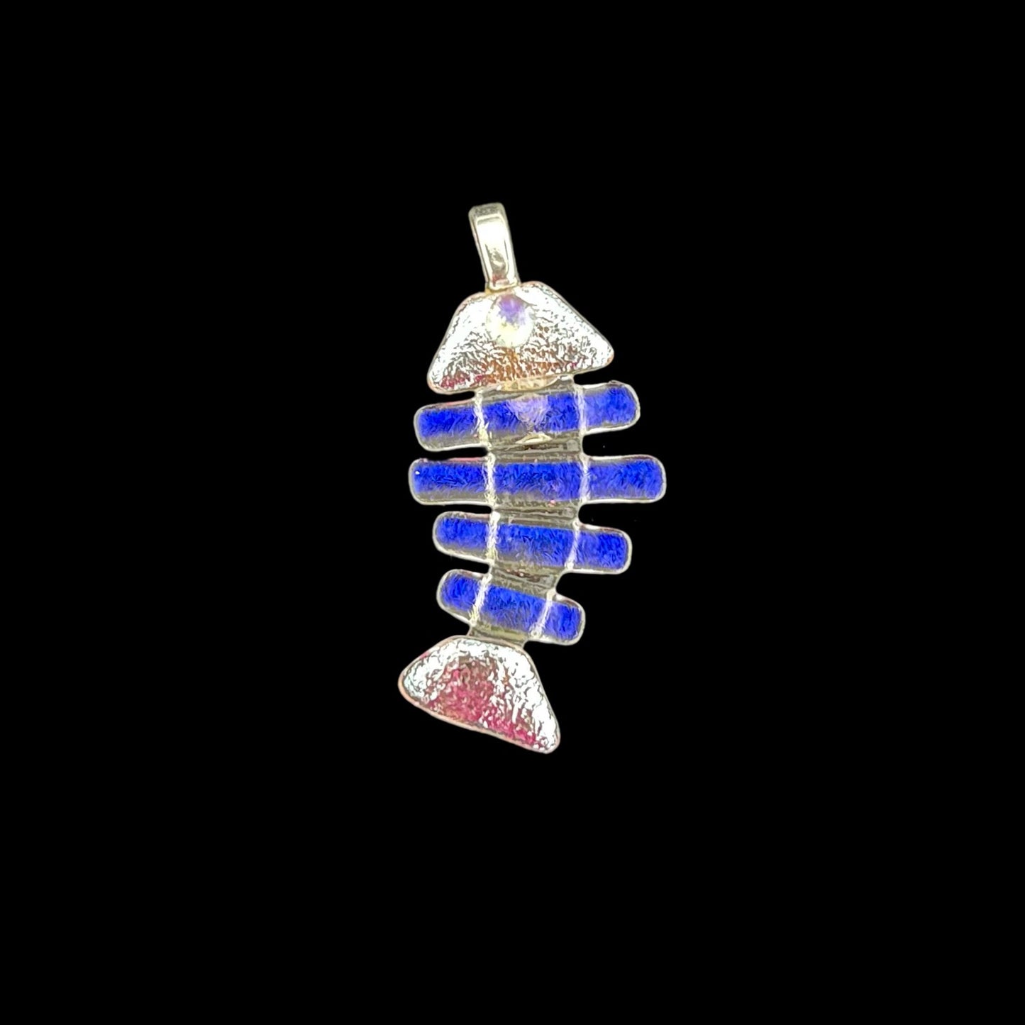 Medium Dichroic Fused Glass Bonefish Pendant