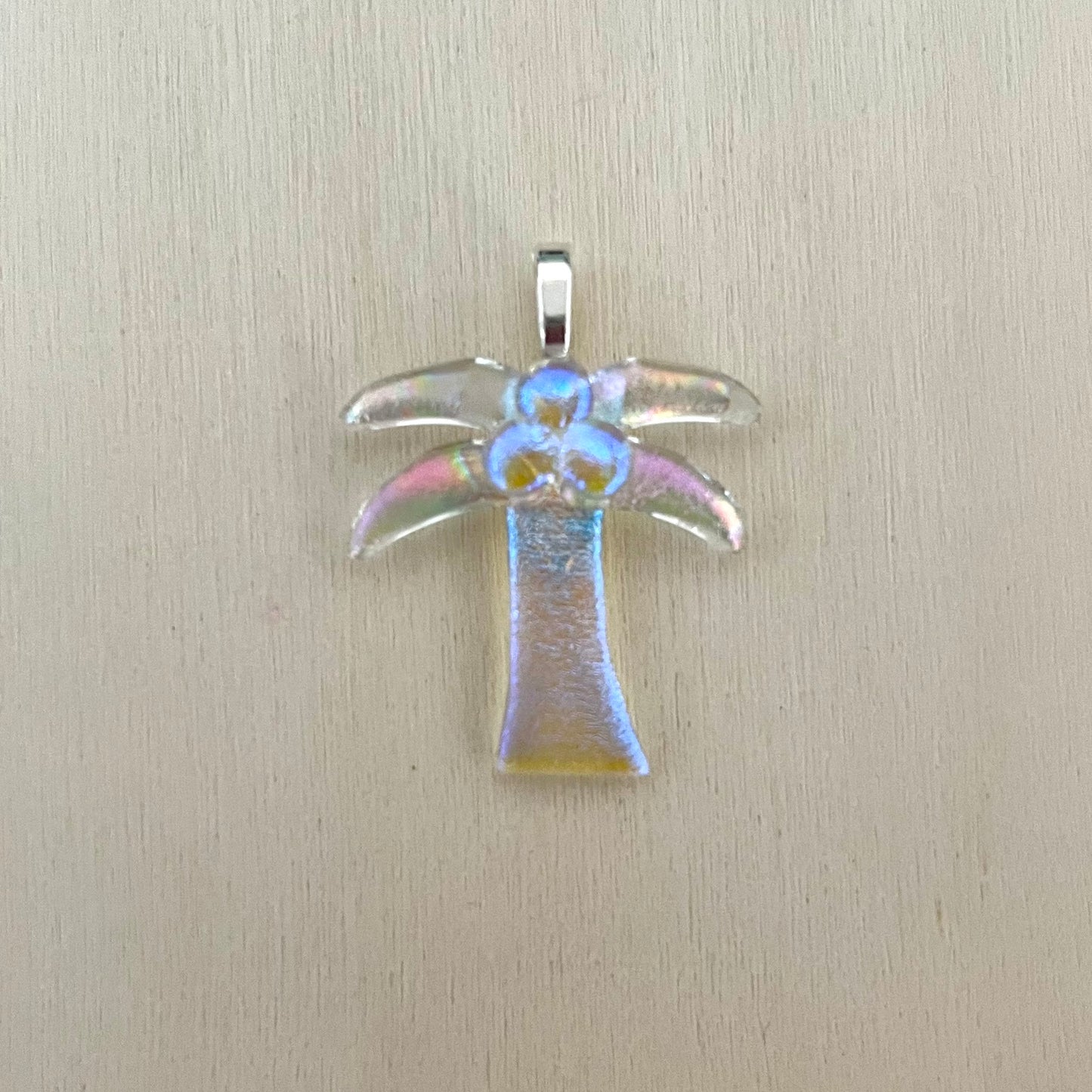 Fused Dichroic Glass Palm Tree Pendant