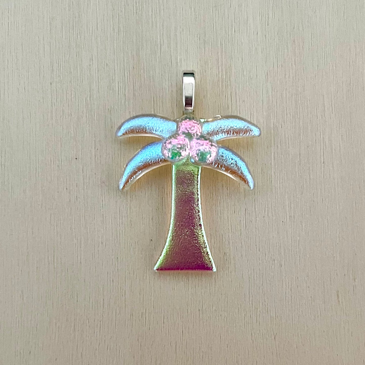 Fused Dichroic Glass Palm Tree Pendant