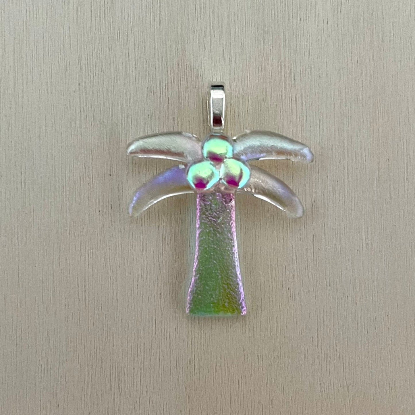 Fused Dichroic Glass Palm Tree Pendant