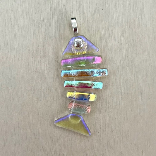 Large Dichroic Fused Glass Bonefish Pendant