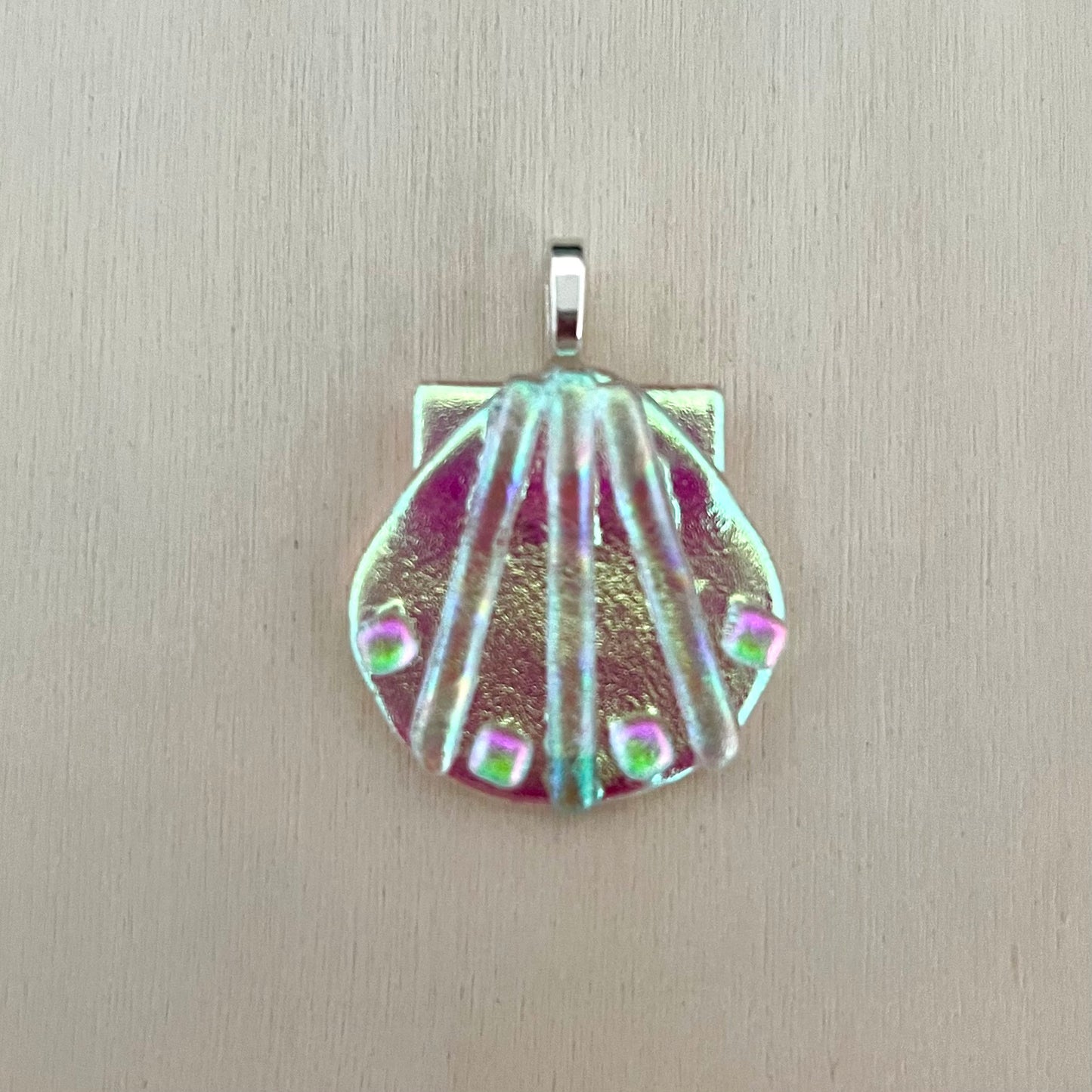 Fused Dichroic Glass Shell Pendant