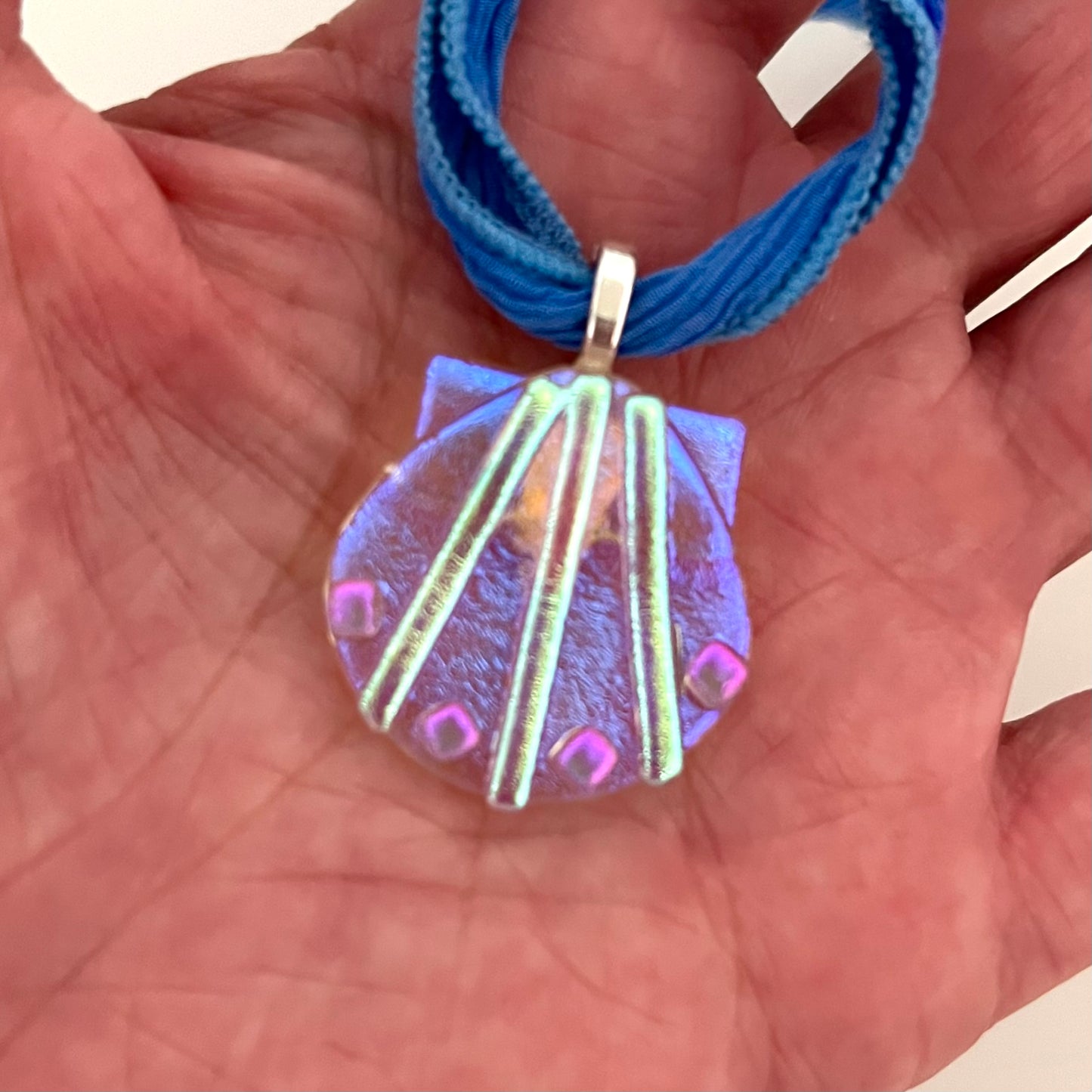 Fused Dichroic Glass Shell Pendant