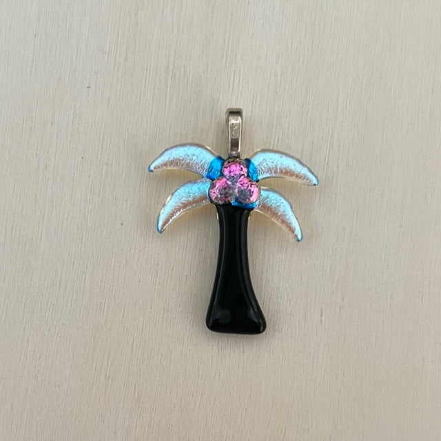 Fused Dichroic Glass Palm Tree Pendant