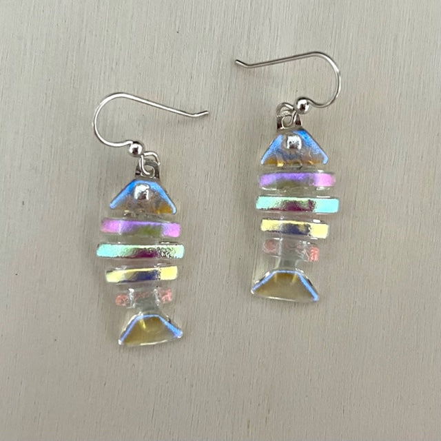 Fused Dichroic Glass Bonefish Earrings