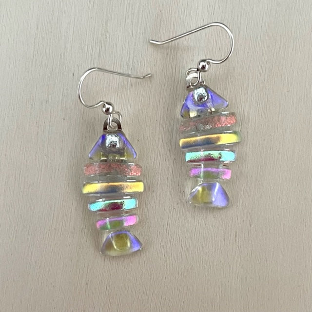 Fused Dichroic Glass Bonefish Earrings