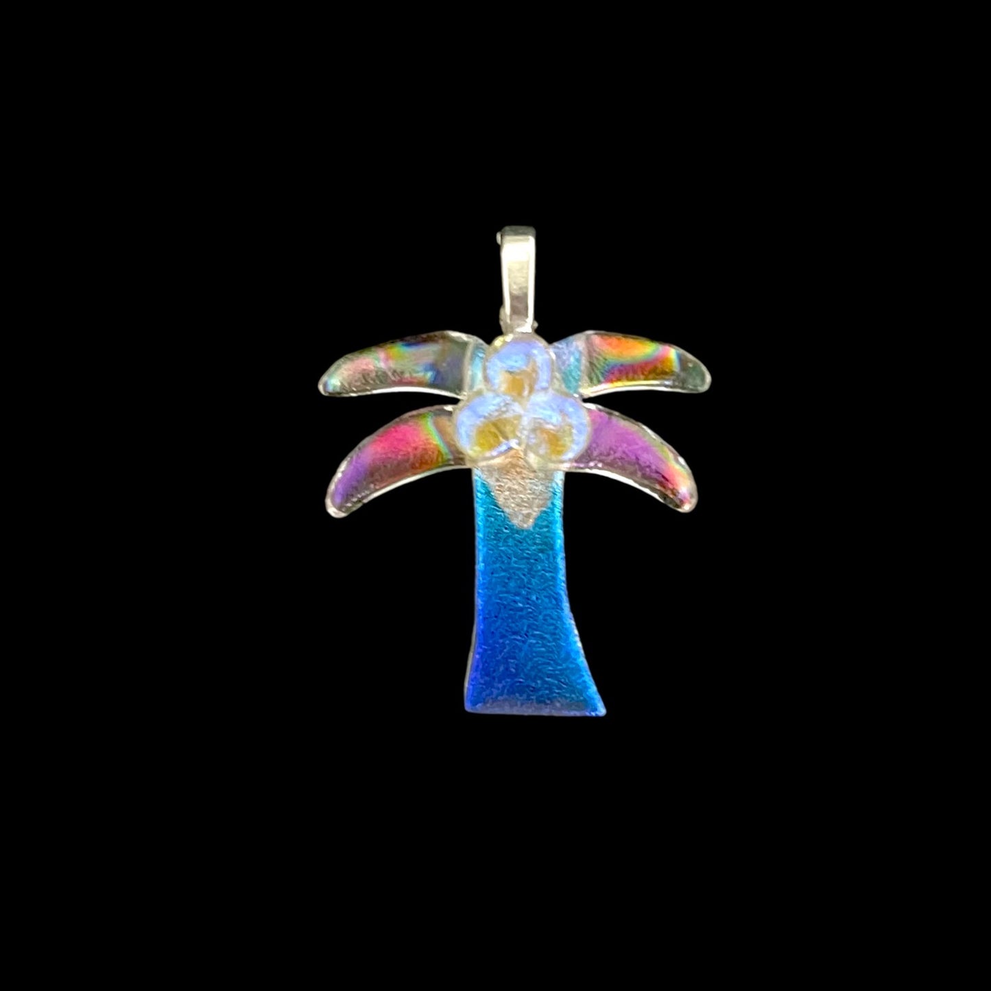 Fused Dichroic Glass Palm Tree Pendant