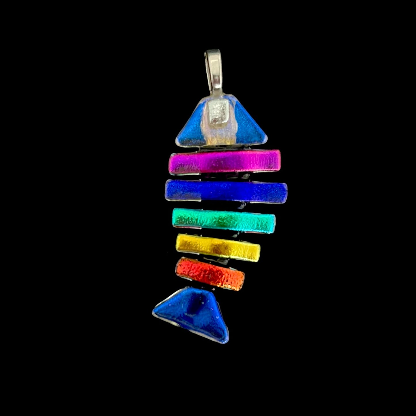 Large Dichroic Fused Glass Bonefish Pendant