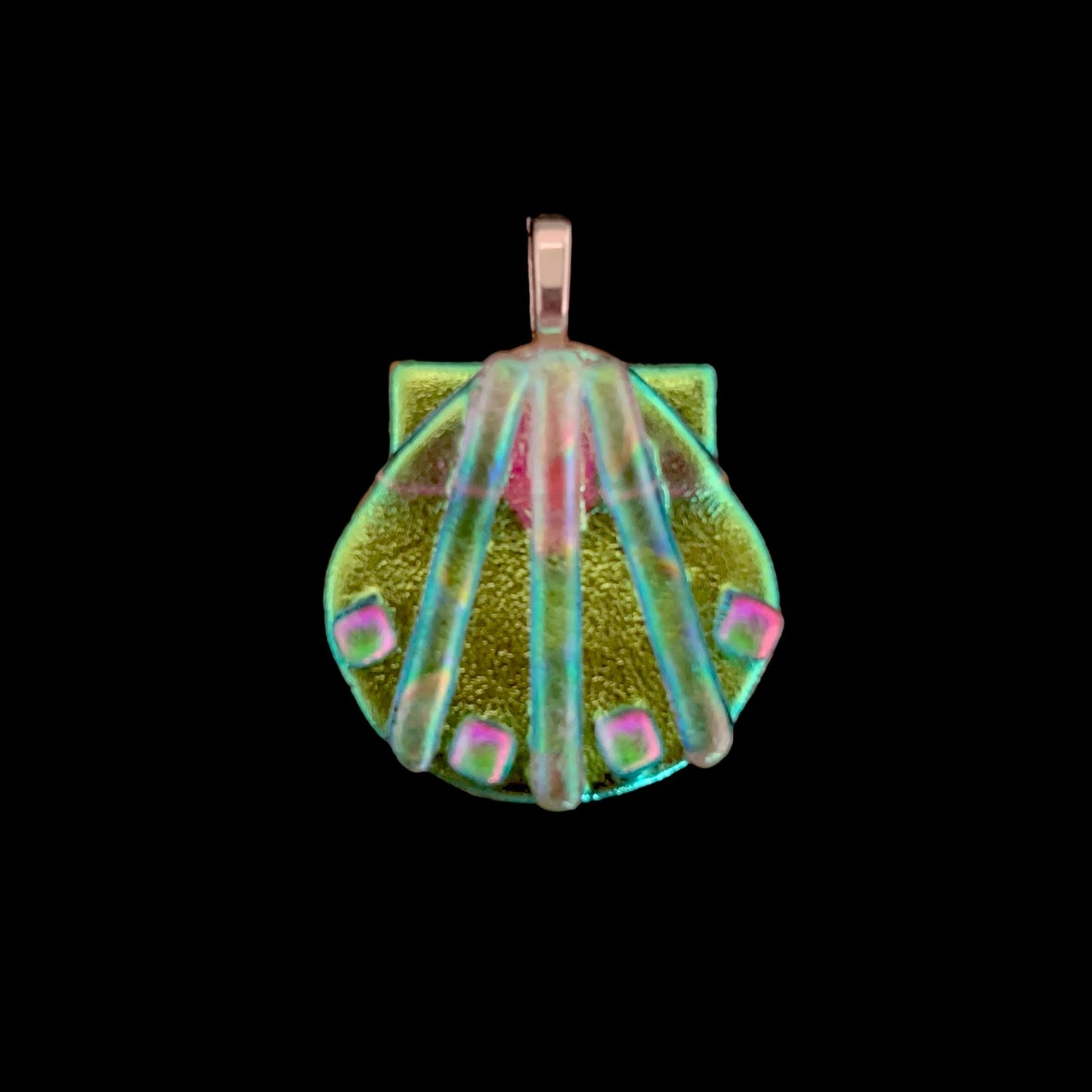 Fused Dichroic Glass Shell Pendant