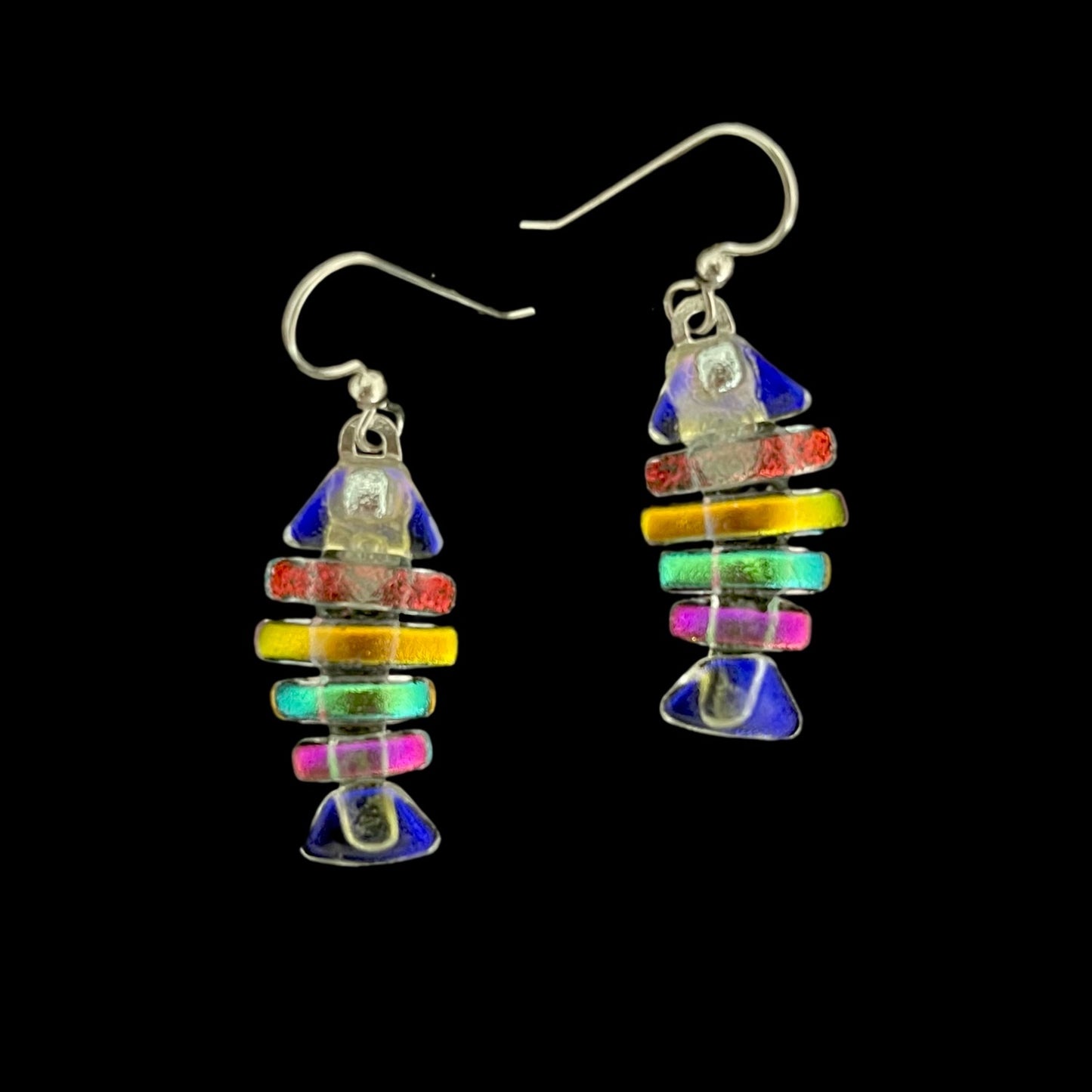 Fused Dichroic Glass Bonefish Earrings