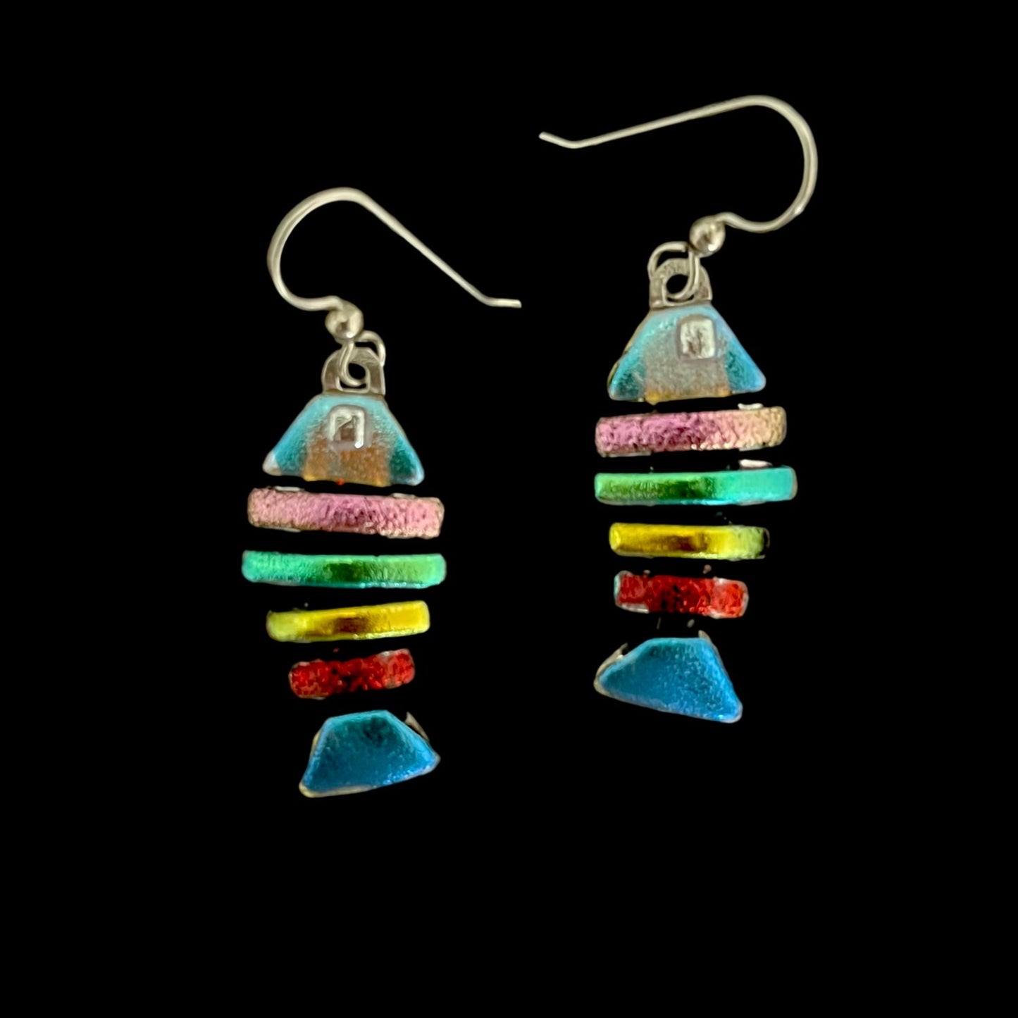 Fused Dichroic Glass Bonefish Earrings