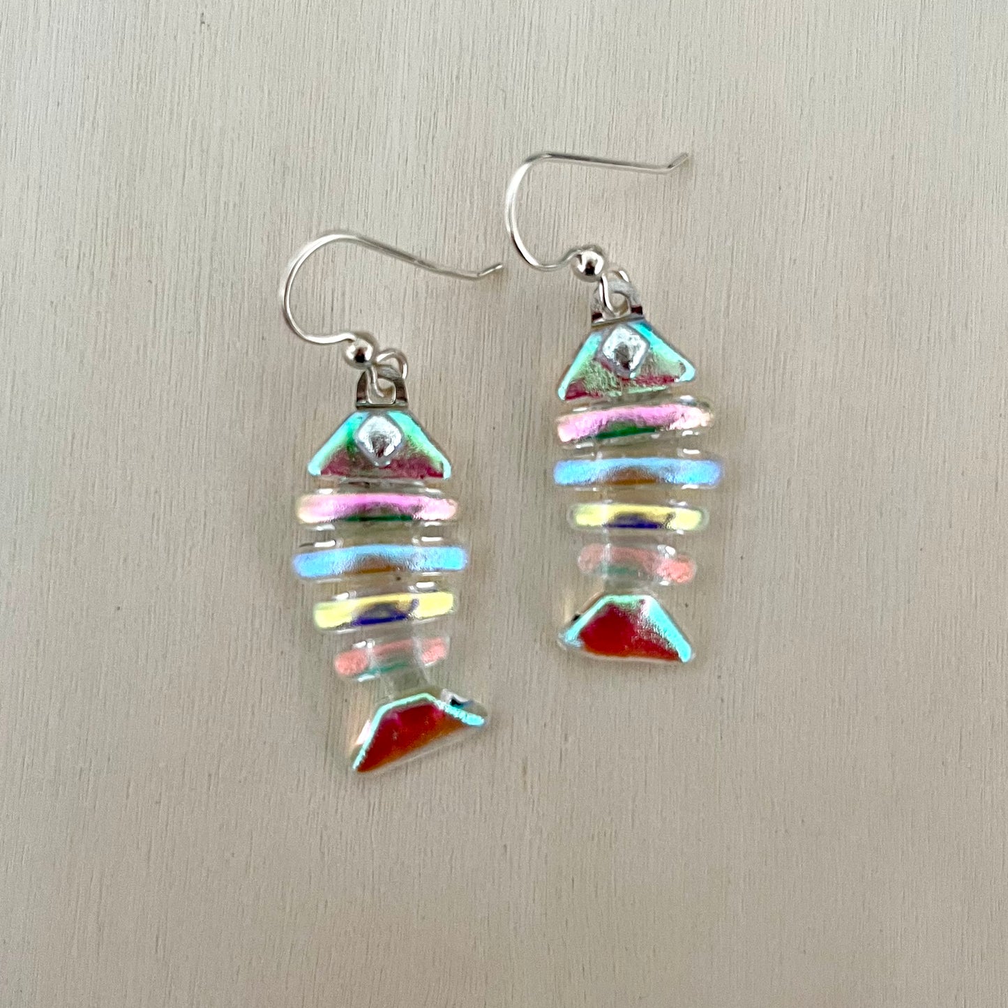 Fused Dichroic Glass Bonefish Earrings