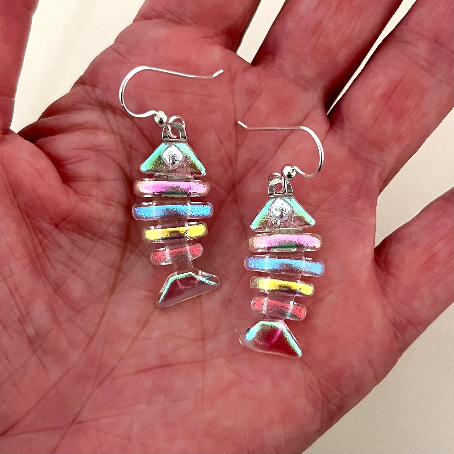 Fused Dichroic Glass Bonefish Earrings