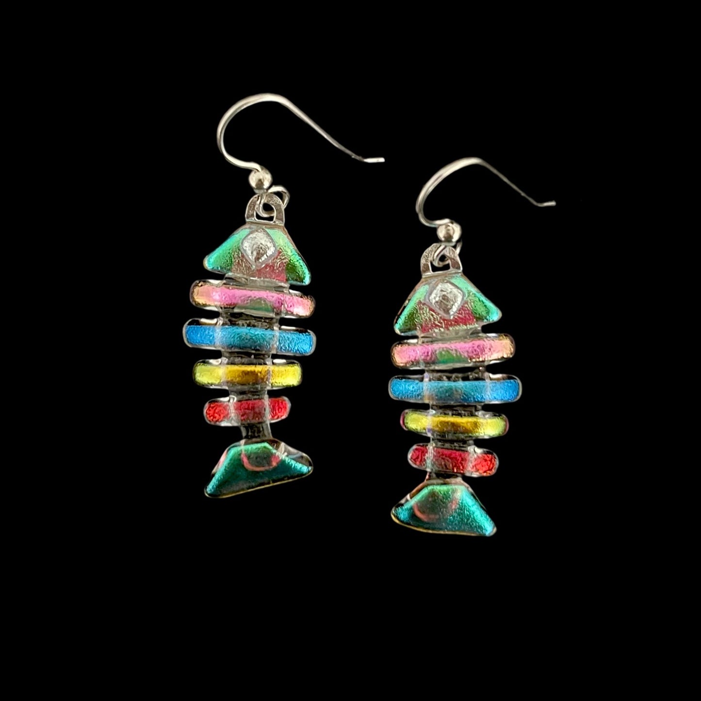 Fused Dichroic Glass Bonefish Earrings