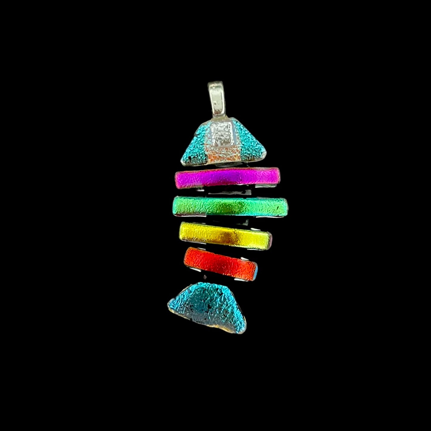 Medium Dichroic Fused Glass Bonefish Pendant