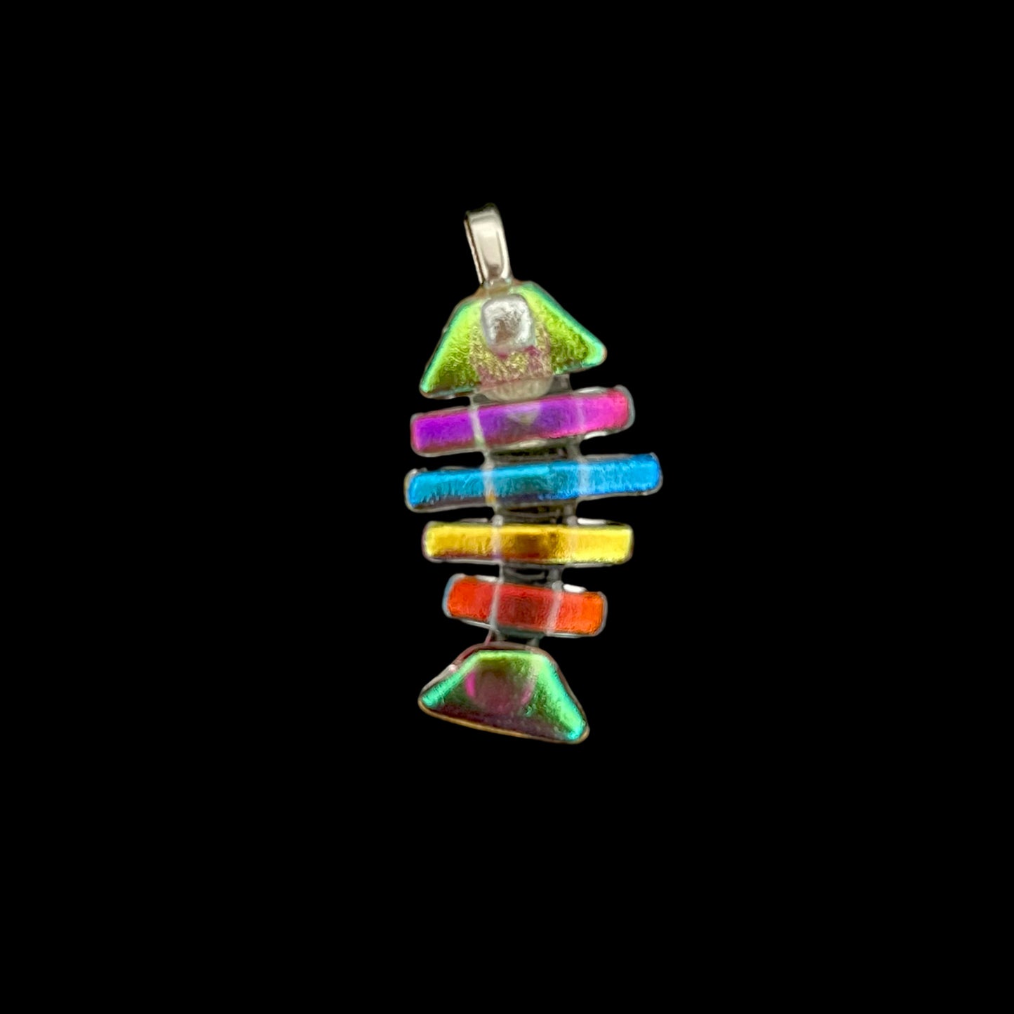 Medium Dichroic Fused Glass Bonefish Pendant