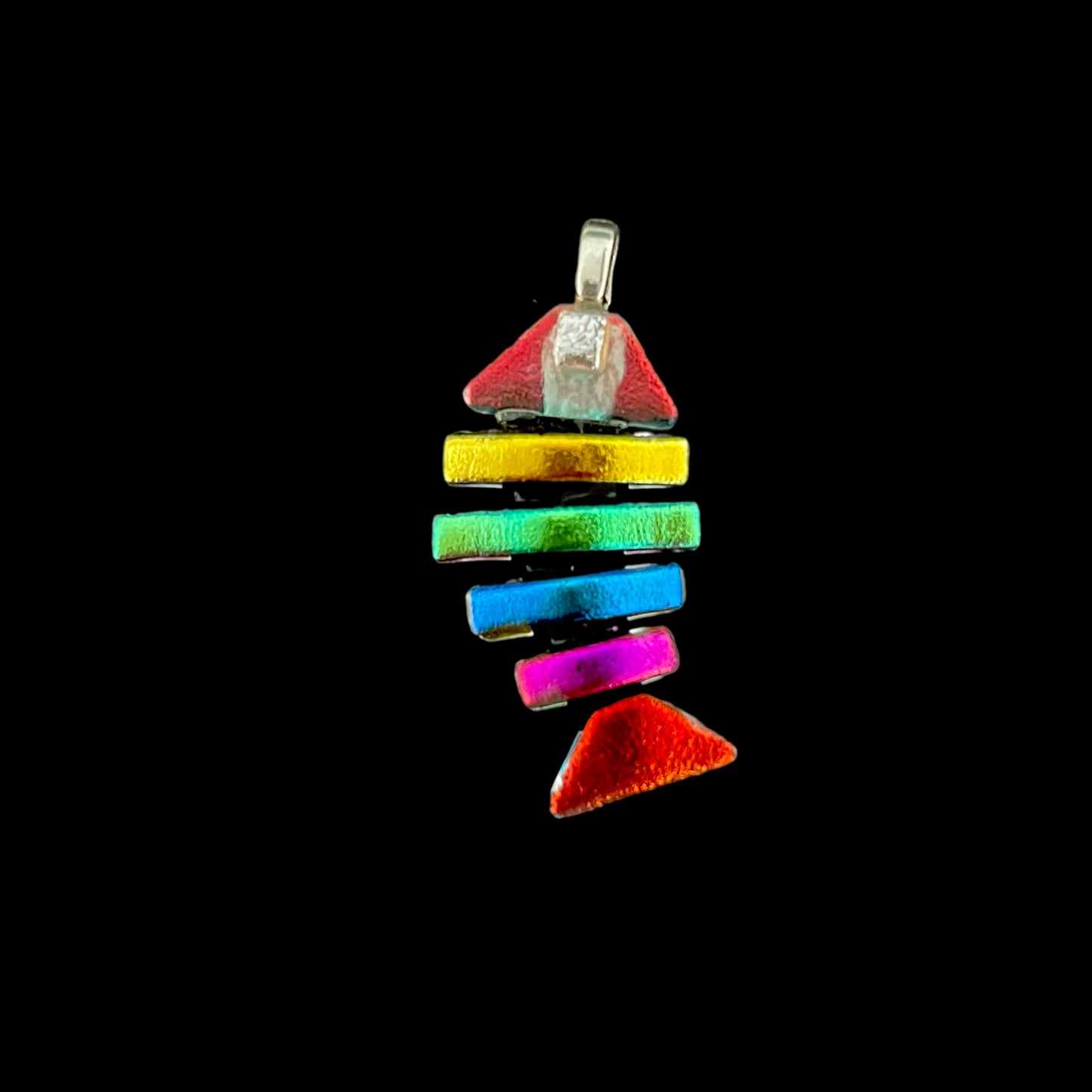 Medium Dichroic Fused Glass Bonefish Pendant