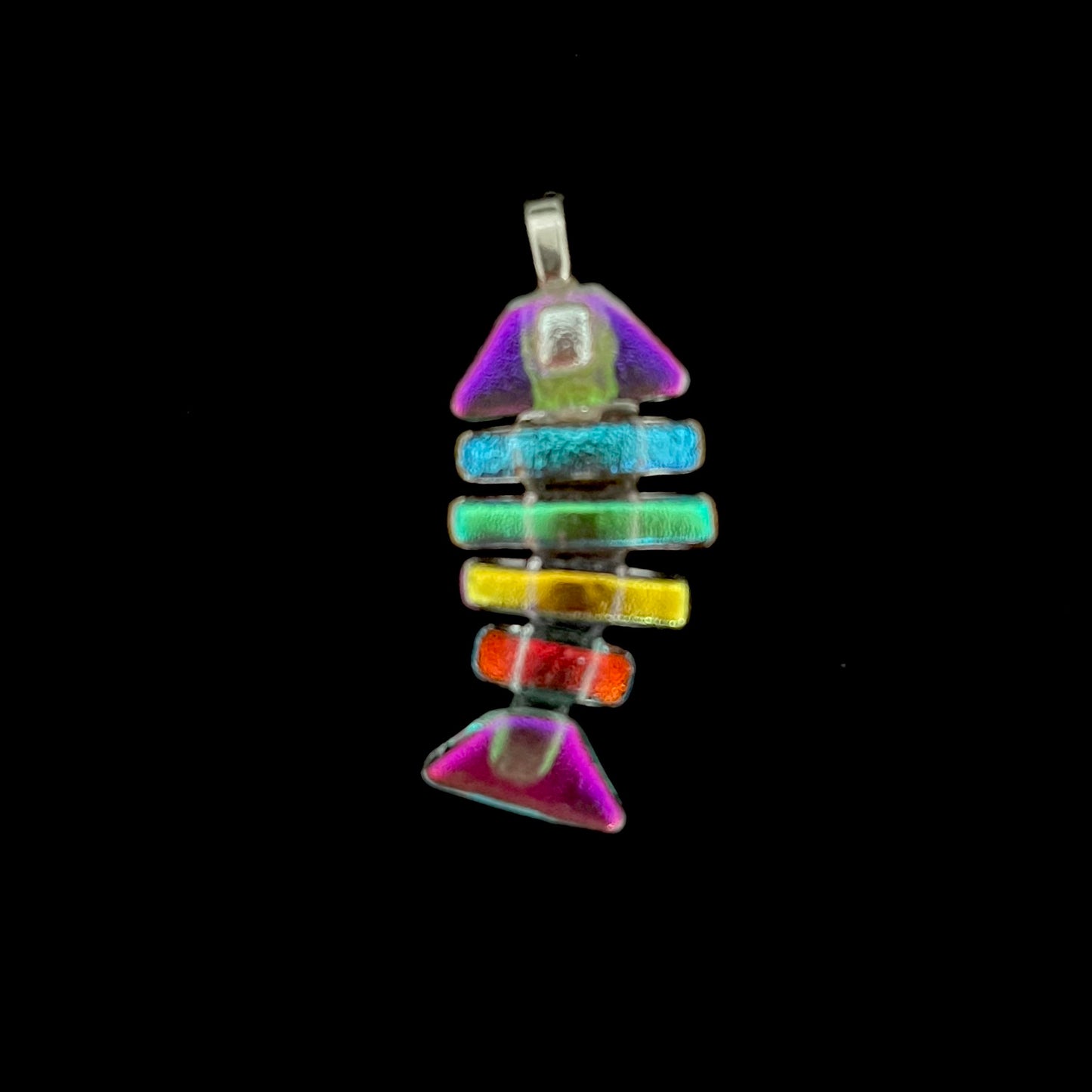 Medium Dichroic Fused Glass Bonefish Pendant