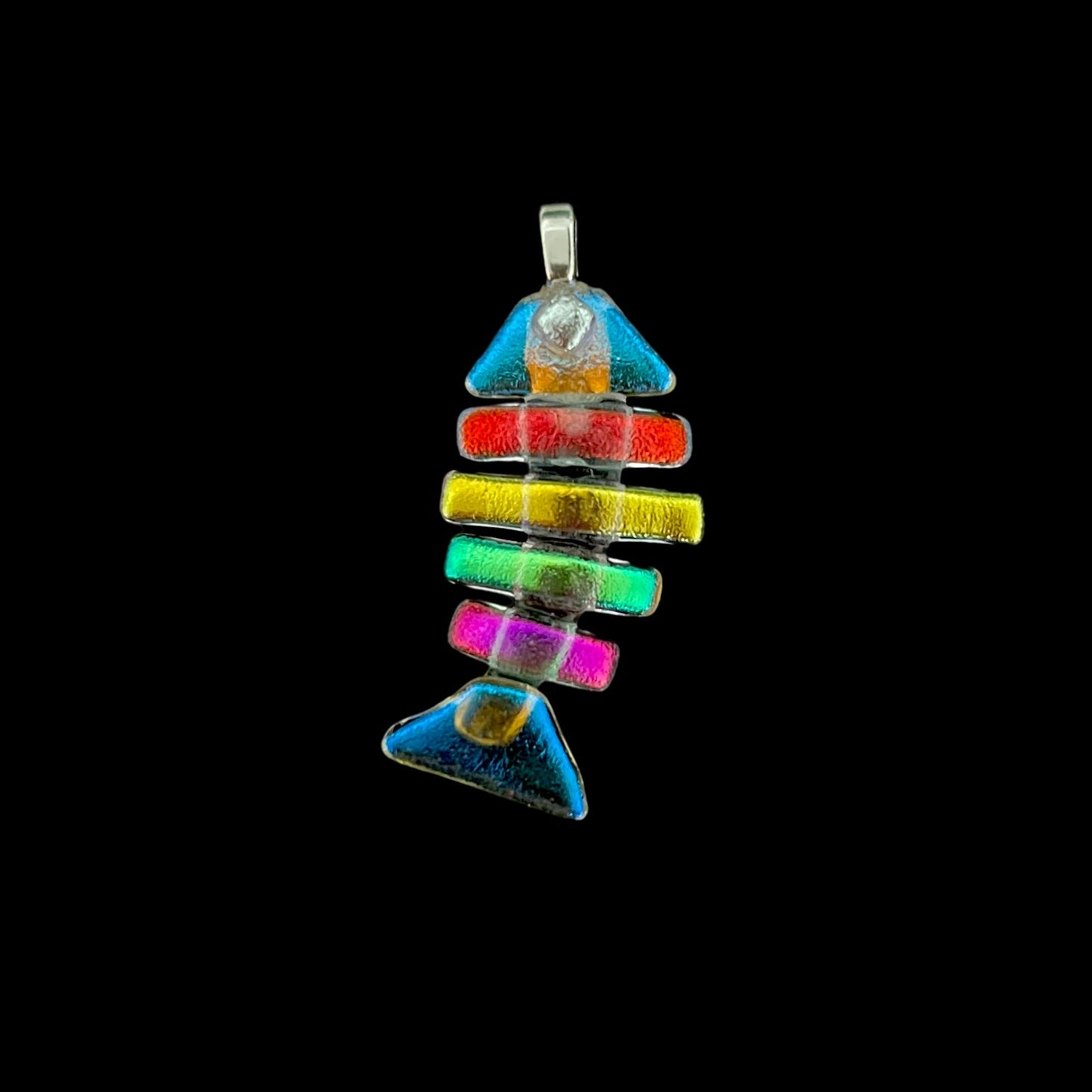 Medium Dichroic Fused Glass Bonefish Pendant