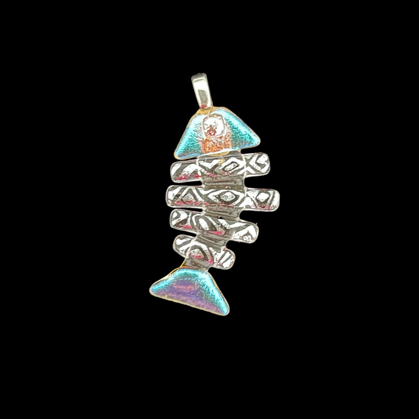 Medium Dichroic Fused Glass Bonefish Pendant